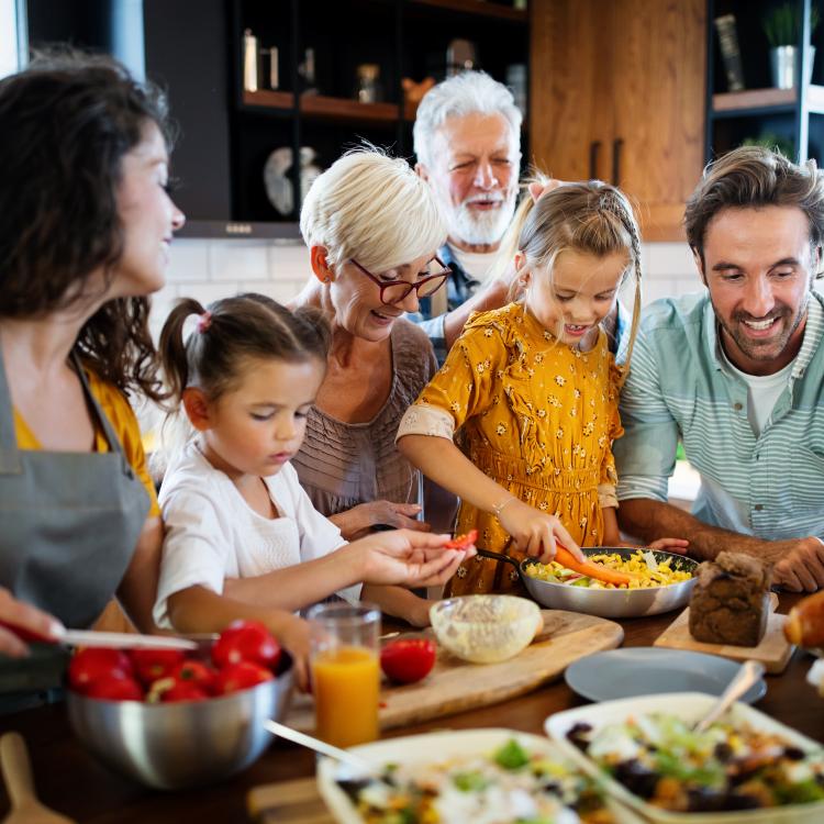  A family cooking a meal